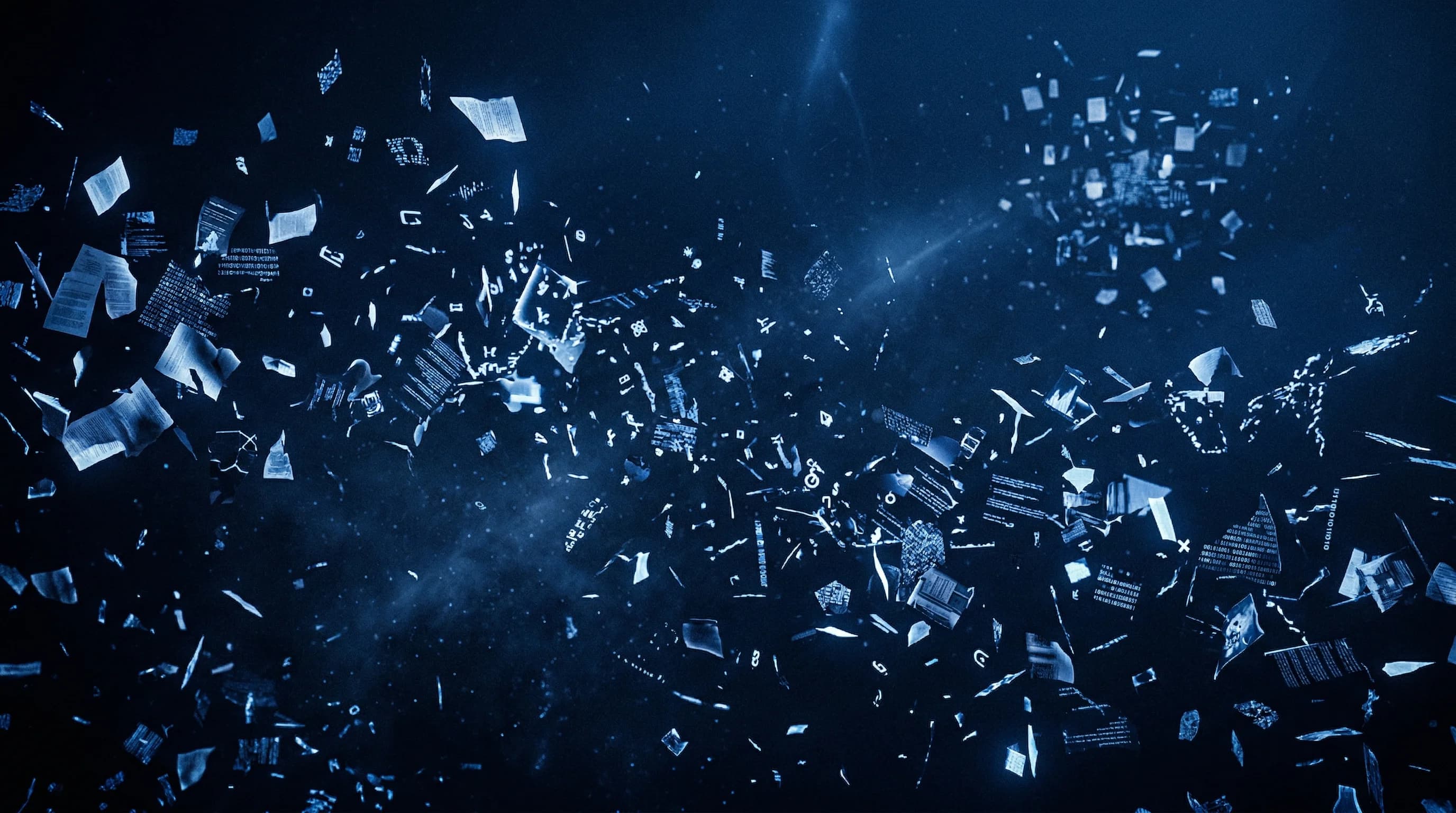 Fragmentierte Datenpunkte als Metapher für unstrukturiertes Wissen